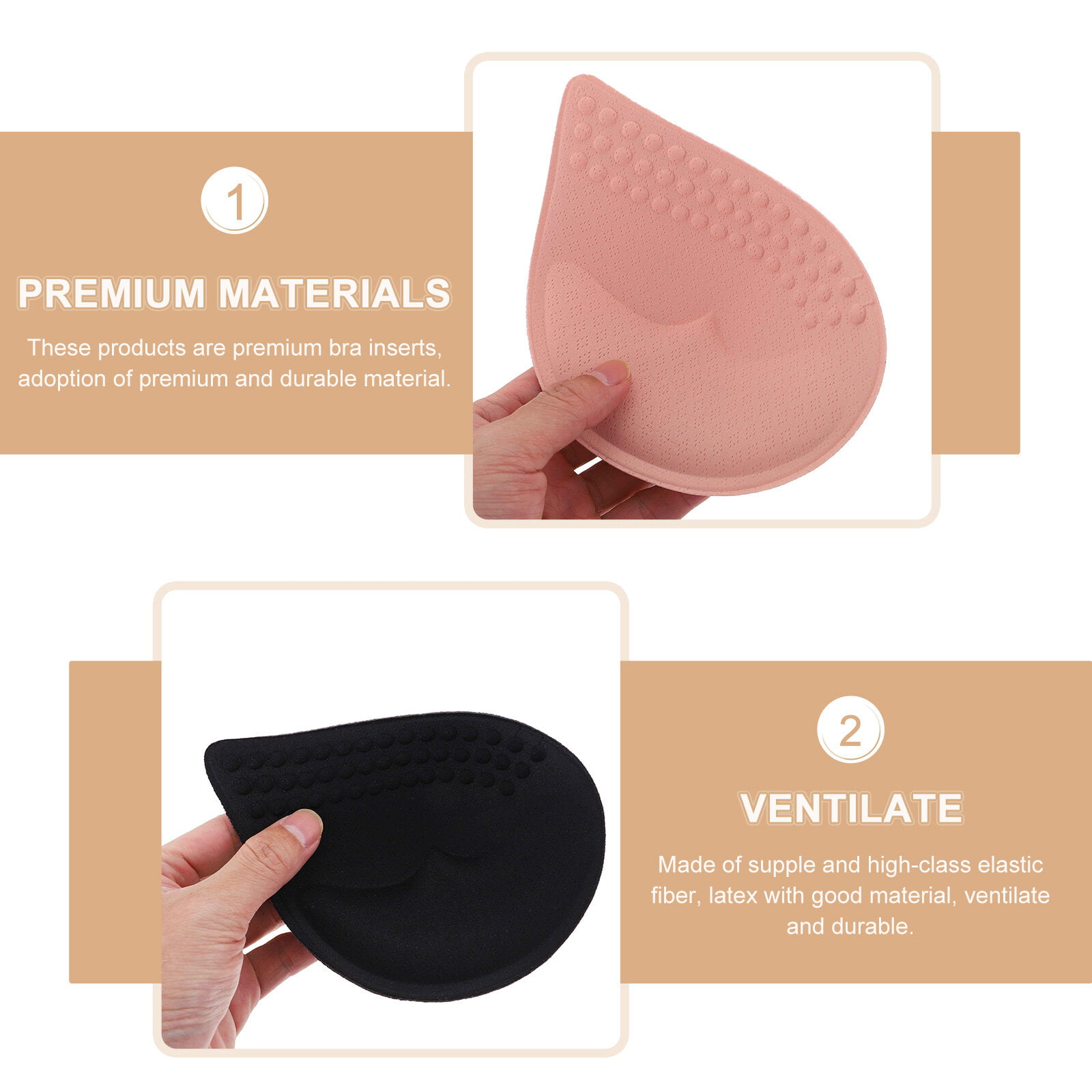 2 Pairs (4 Pieces ) Latex Chest Pad Breathable Bra Pads Inserts Removable  Women's Sports Cups Bra Pads Or Swimsuit Insert C144