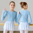 thumbnail image 4 of GYRATEDREAM Toddler Baby Girls Ballet Leotards Fall Winter Long Sleeve Dance Leotard with Tutu Skirt Kids Round Neck Gymnastic Outfit Glitter Ballet Dress Performance Clothes Blue for 4-13 Years, 4 of 5