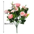 thumbnail image 2 of 10-branch Artificial Rose Bouquet Simulation Floral Decor Wedding Party Cloth Fake Flower, Light Pink, 2 of 7