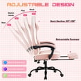 thumbnail image 3 of Gianna Ergonomic High‑Back Computer Gaming Chair with Footrest with Adjustable Height, Lumbar Support & Headrest, Pink, 3 of 7
