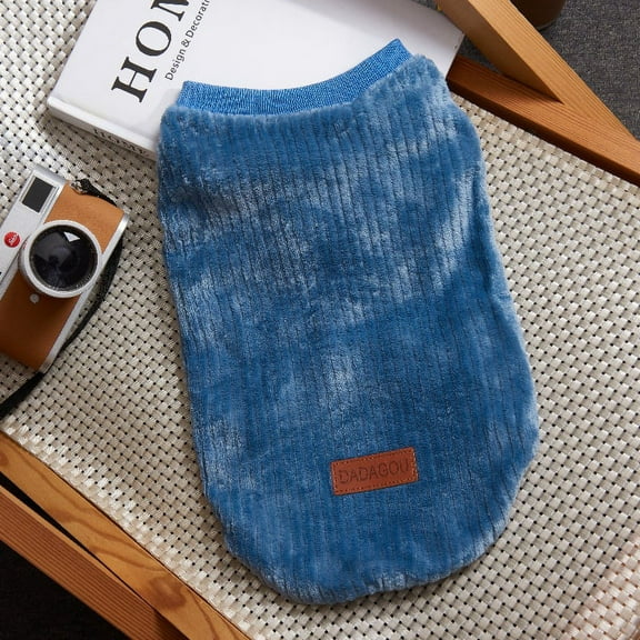 Yidarton Autumn And Winter Double-sided Velvet Vests Anti-lint Warm Cat Clothes Plus Velvet Dog Hairless Cat Pet Feet Clothing blue
