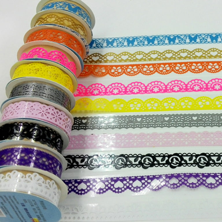 Mightlink 2 Roll Hollow Lace Tape Korean Style Free Cut Easy to Use  Multiple Colour Ornamental DIY Mini Lace Tape for Handbook 