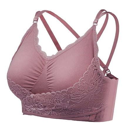 Yyeselk Women s Front Criss Cross Side Buckle Lace Sports Bras Adjustable Spaghetti Straps Push Up Wireless Bra Comfort No Underwire Yoga Bras Purple L