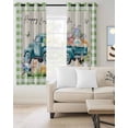 thumbnail image 2 of Easter Kitchen Curtains Green Plaid Blue Truck Eggs Bunny Rustic Cafe Short Curtains for Bathroom Blackout Window Curtain Grommet Small Window Treatment Tier Drapes for Bedroom Living Room 52"x45"x2, 2 of 9