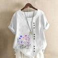 thumbnail image 2 of Summer Tops for Women Casual Short Sleeve Floral Print Blouses Plus Size Round Neck T Shirts Loose Fit Comfy Shirts Blusas De Mujer, 2 of 5