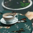 thumbnail image 3 of Ambesonne Spring Fitted Round Tablecloth, Butterfly Branch Leaf Art, 36"- 40" Diameter, Teal Vermilion and Green, 3 of 5