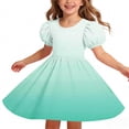 thumbnail image 7 of Ashirexll Girls Summer Dress Children Short Sleeve Round Neck Classic Back Solid Color Casual A-Line Dress for Preteen Kids, 7 of 7