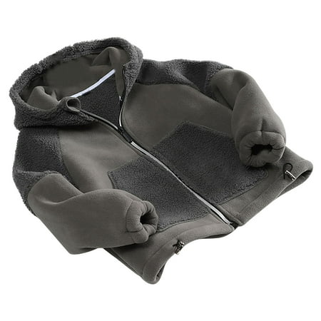 

Baby Girls Boys Fleece Hooded Jacket Long Sleeve Zipper Thick Coat Kids Warm Plush Outwear Fall Winter Clothes