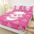 thumbnail image 3 of jejeloiu Halloween Skull Bed Sheets,Skeleton Pumpkin King Sheets,Pink Sequin Print Sheet Set For Girls,Super Cozy Room Decor,4 Pieces, 3 of 7