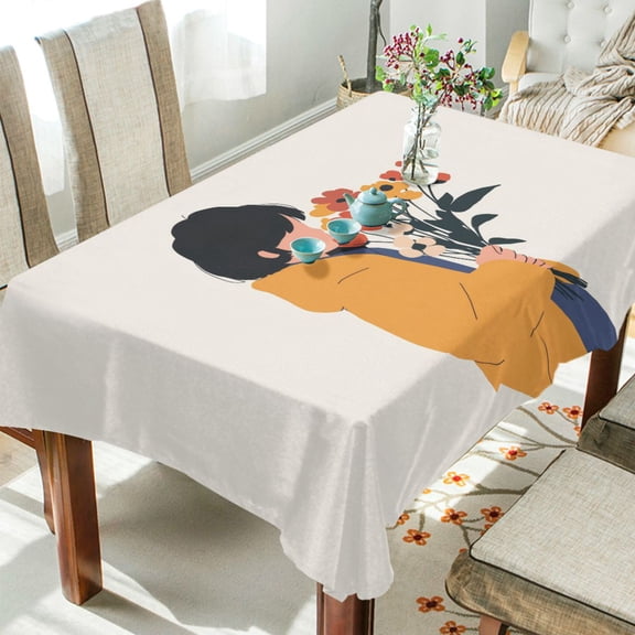 Yayeee Tablecloths 54" x 54" Rectangle Wrinkle Resistant Party Table Cover, Cartoon Flowers