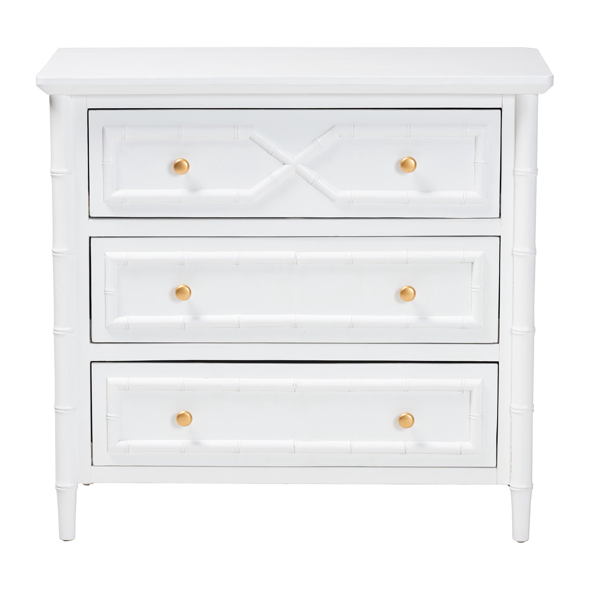 bali & pari Lucia Boho Chest, 3-Drawer, White