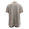 thumbnail image 3 of Short Sets for Women Waffle Knit Loose Fit Short Sleeve Button Down Collared Shirt and Shorts 2 Piece Matching Set, 3 of 3