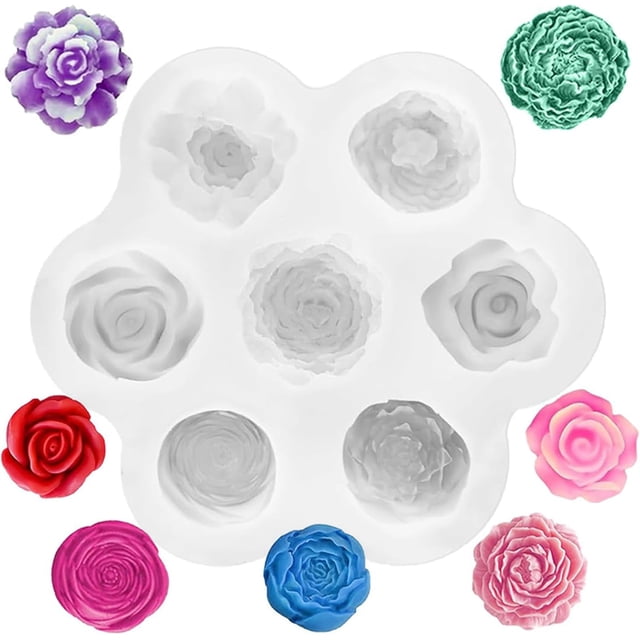 Moldes para Velas de Flores Peonia y Rosa, Moldes de Silicona para Jabones Artesanales con Forma de Planta 3D, Fácil de Desmoldar, para Bricolaje, Fiestas, Decoración de Pasteles, Chocolate