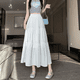 thumbnail image 1 of Elegante falda de malla blanca de cintura alta en forma de A para mujer, verano 2024, recién llegado, vestido largo de moda, 1 of 4