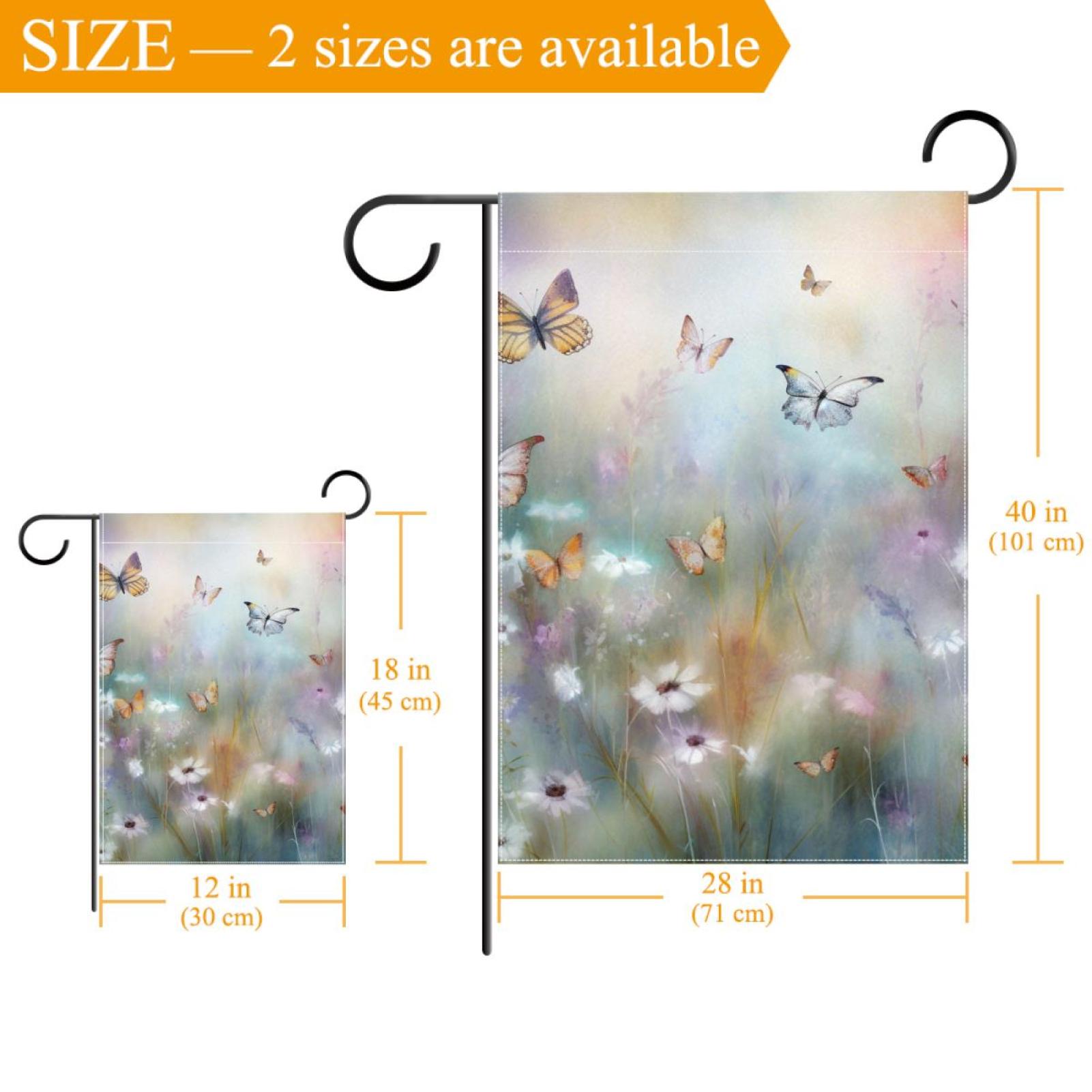 Welcome Cute Butterflies Watercolor Pattern Garden Flag, Vertical Double Sided Small House Flag, Yard Farmhouse Outdoor Deck Veranda Lawn Decor 28x40 Inch