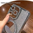 thumbnail image 5 of Magnetic for iPhone 15 Plus Glitter Case, [Compatible with Magsafe] Shockproof Bling Diamond Camera Lens Protector Makeup Mirror Sparkly Girly Cute Phone Cover for iPhone 15 Plus (Purple), 5 of 10