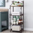 thumbnail image 4 of MOAMUN Folding Storage Shelf, 4 Tier Small Storage Rack for Small Space, Metal Shelving Unit Standing Shelf for Kitchen Bathroom Bedroom (Brown), 4 of 6