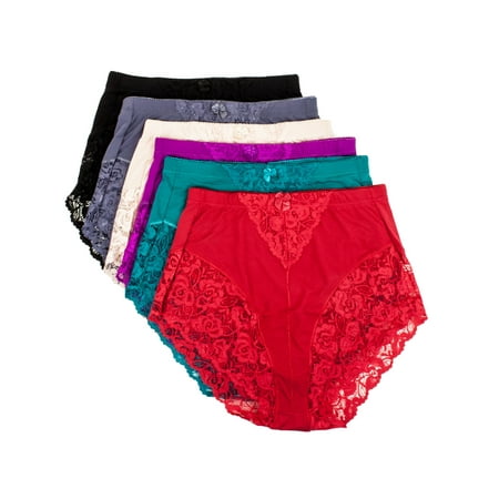 - Barbra's 6 Pack Women's Light Control Full Coverage Lace Briefs Panties (5XL)
