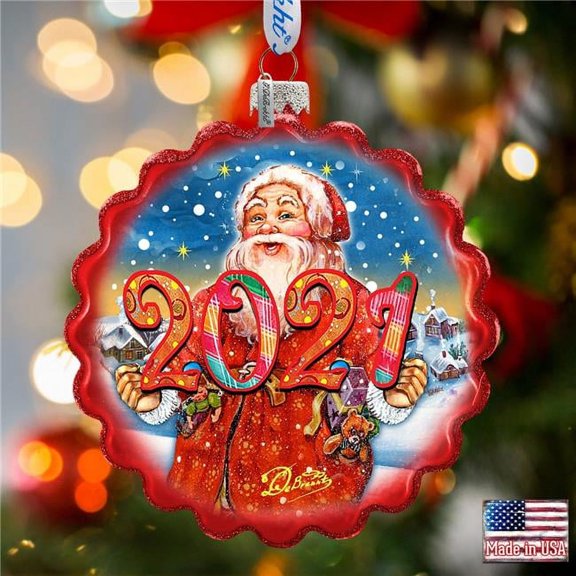 Designocracy 759-040-D24 4 x 3 in. 2024 Dated Celebration Santa Wreath Glass Christmas Ornaments