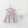 thumbnail image 2 of KDFJPTH Summer Toddler Girls Flower Dresses With Straw Hat 2 Piece Set Cute Sweet Preschool Girl Birthday Party Gift Dress Size 1-2 Years, 2 of 6