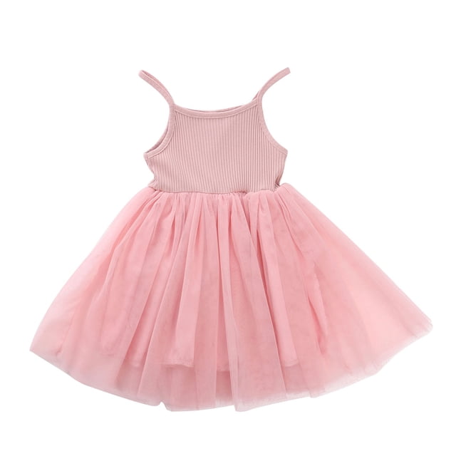Vestido Halter Sin Mangas Para NiñA Bebé Vestido De Princesa De Color SóLido