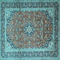 thumbnail image 1 of Ahgly Company Indoor Square Medallion Light Blue Traditional Area Rugs, 8' Square, 1 of 4