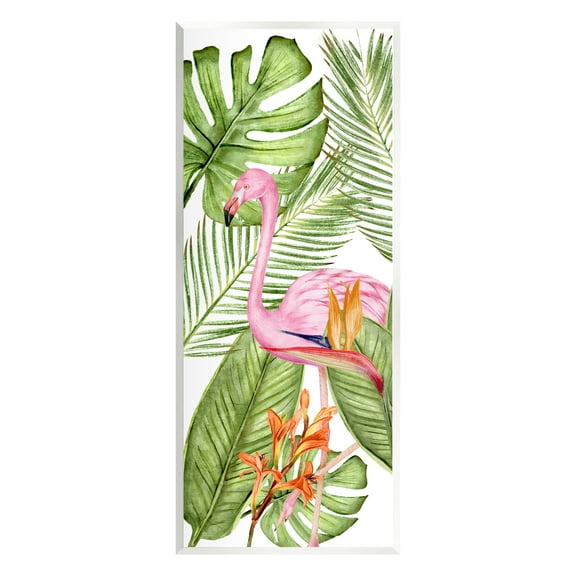 Stupell Industries Tropical Plants & Flamingo Animals & Insects Painting Unframed Art Print Wall Art, 7 x 17