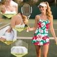 thumbnail image 6 of Yuyamidu Red Green Hibiscus Women's Tennis Dress with Built in Shorts Comfortable Spaghetti Crossover Back Straps Dress Size S Athletic Workout Active Dresses 2 Piece Sets, 6 of 7