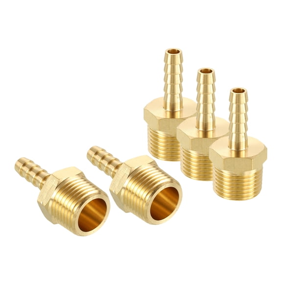 6pcs 1/4" To 3/8" NPT Male Brass Hose Barb Fitting Metals Splicer Mender for 3D Printing, Air Compressor, CNC Machine, Dies