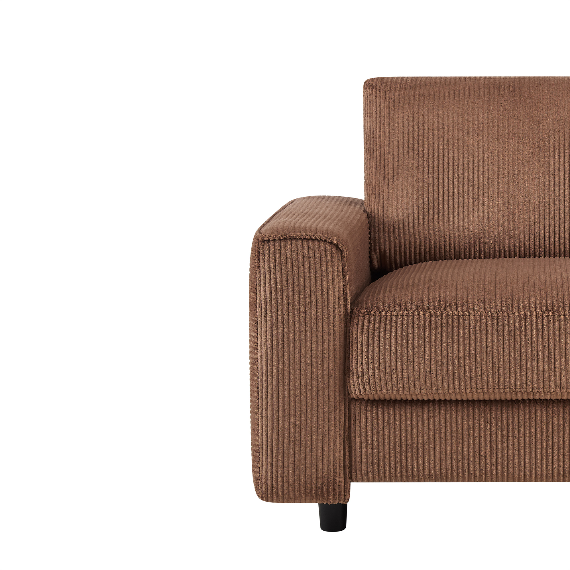 Modern Contemporary Upholstered Corduroy Plush Tufted Chair, Brown