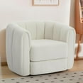 thumbnail image 6 of Set of 2 Swivel Accent Chair, Comfy Teddy Upholstery Barrel Chair , 37" Pumpkin-Shaped Accent Chair for Living Room, Bedroom, or Office, White, 6 of 7