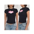 thumbnail image 2 of Argulvti Women T-shirt, Crew Neck Short Sleeve Flower Print Polyester Slim Fit Summer Tops for Casual Daily, 2 of 8