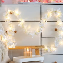 KOYPTL Artificial Cherry Blossom Flower Garland with String Lights 78.8 Inch Hanging Silk Flowers Vines Ornament Christmas Garland Outdoors for Wedding Garden Party Office Indoor Home Decor White