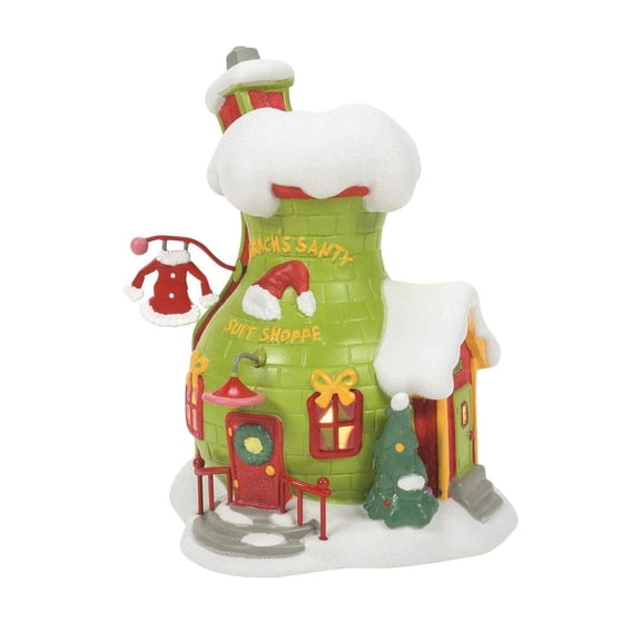 Department 56 Grinch's Santy Suit Shoppe Lit Christmas Village Building 8in H