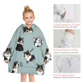 thumbnail image 6 of Black Corgi Blanket Hoodies for Kids 6-13YR Oversize Wearable Blanket Hoodies for Boys Girls Teens, 6 of 7