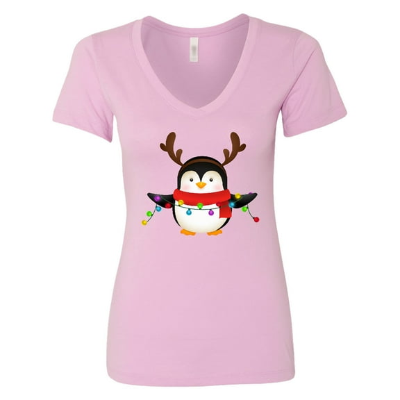 Inktastic Penguin Xmas Women's V-Neck T-Shirt