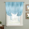 thumbnail image 2 of Teal Blue Tie Up Curtains 45 Inches Long, Kitchen Window Curtains Over Sink, Modern Abstract Art Ombre Striped Small Window Curtains Shade Balloon Curtains Valances for Bedroom/Cafe 34"x45", 2 of 8
