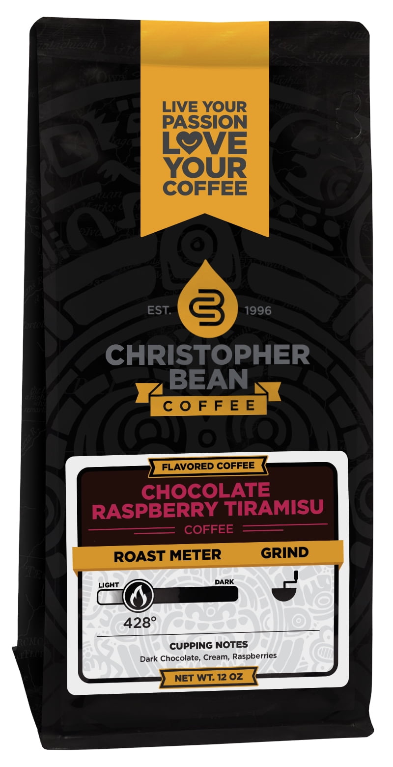 Christopher Bean Chocolate Raspberry Decaf Ground Coffee, 12 Ounce Bag