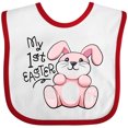 thumbnail image 3 of Inktastic My 1st Easter Cuddly Pink Bunny Boys or Girls Baby Bib, 3 of 4