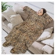 thumbnail image 3 of KriKac Fleece Blanket with Sleeves and Foot Pockets for Women Men Adults, Wearable Blanket Sleeved Throw Wrap, Plush Hug Sleep Pod Blanket Robe, Cozy Gift Ideas Wife Mom, Cheetah Print, 3 of 7