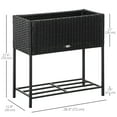 thumbnail image 3 of Outsunny Elevated Rattan Raised Garden Bed with Tool Storage Shelf, 3 of 9