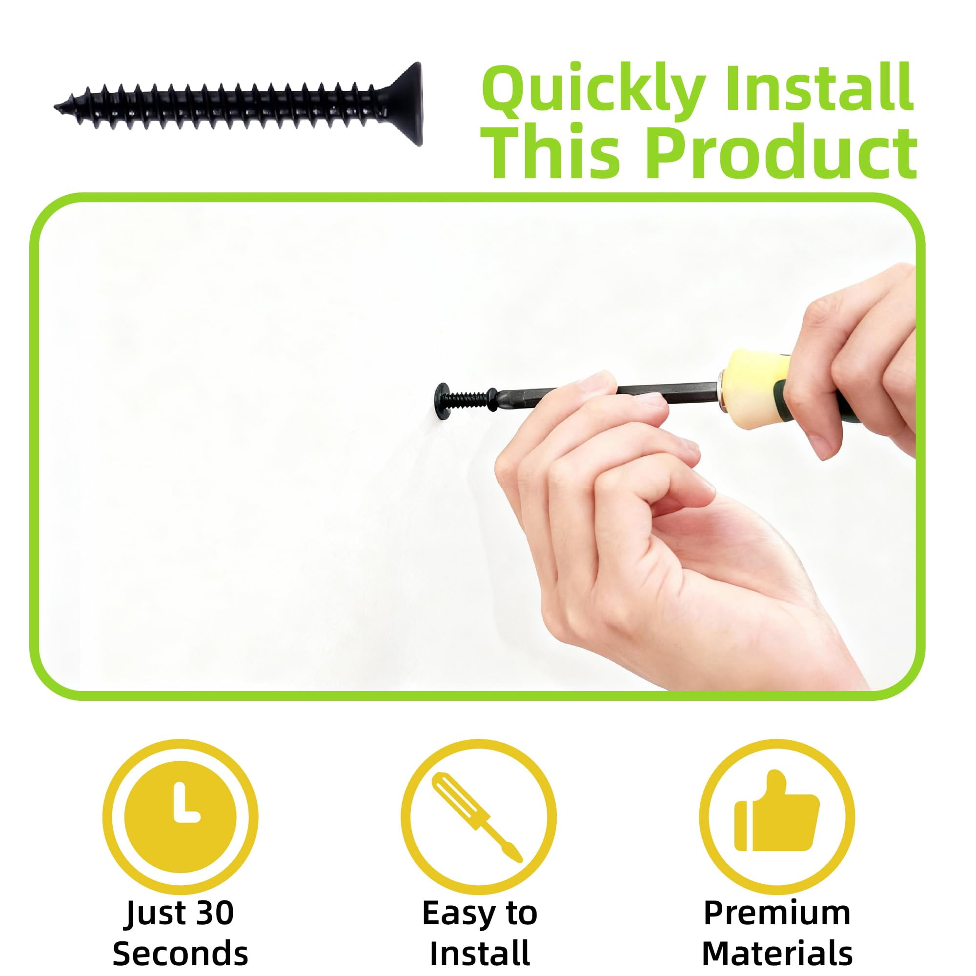 300PCS Self Drilling Drywall Anchors, Nylon Plastic Wall Anchors and Screws for Drywall, No Pre Drill Required for Picture Frames Wall Decor Art, Sheetrock Hangers- 75 Lbs,Black and White