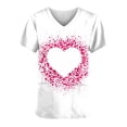 thumbnail image 5 of TIMIFIS Hauts de Sarrau d'Infirmière pour Femmes, Saint-Valentin, Uniforme de Travail, Manches Courtes, Col en V, Blouse T-shirt de Travail avec Poches - Rose Vif, Imprimé, 5 of 5