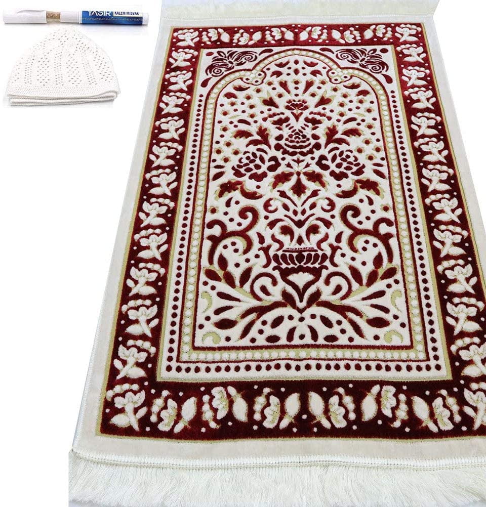 Packed Prayer mat rug with sponge base Turkish Muslim Islamic *BUY 3 GET 1 FREE* 