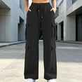 thumbnail image 2 of Zynoxe Women's Cargo Sweatpants Elastic Waist Drawstring Sweatpants for Women Loose Solid Color Wide Leg Pants Trendy Streetwear Casual Trousers with Mulit Pockets L, 2 of 7