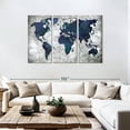 thumbnail image 3 of Elephant Stock Deep Blue World Map Wall Art - Horizontal Multi Panel Canvas - Living Room Wall Decor - Map Multi Panel - Gray And Blue Decor - 74" x 48", 3 of 8