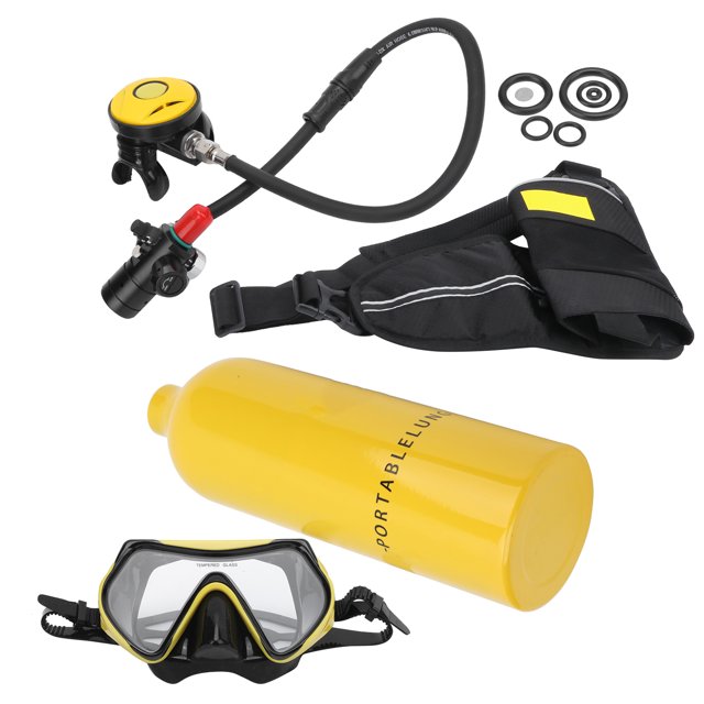 Ensemble de Réservoir de Plongée 1L, Mini Réservoir de Plongée avec Valve de Soulagement, Sangle de Plongée, Lunettes de Plongée pour Exploration sous-Marine