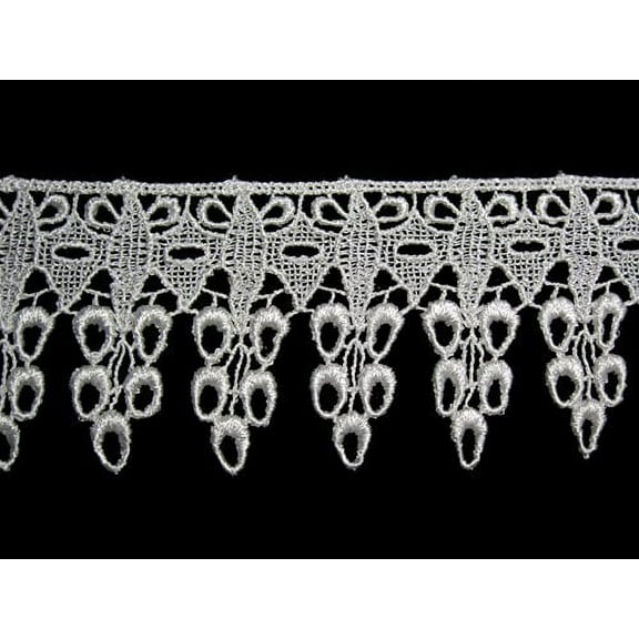 Altotux 2.5" Ivory Circular Pattern Dangling Venise Lace Trim Sewing By Yard