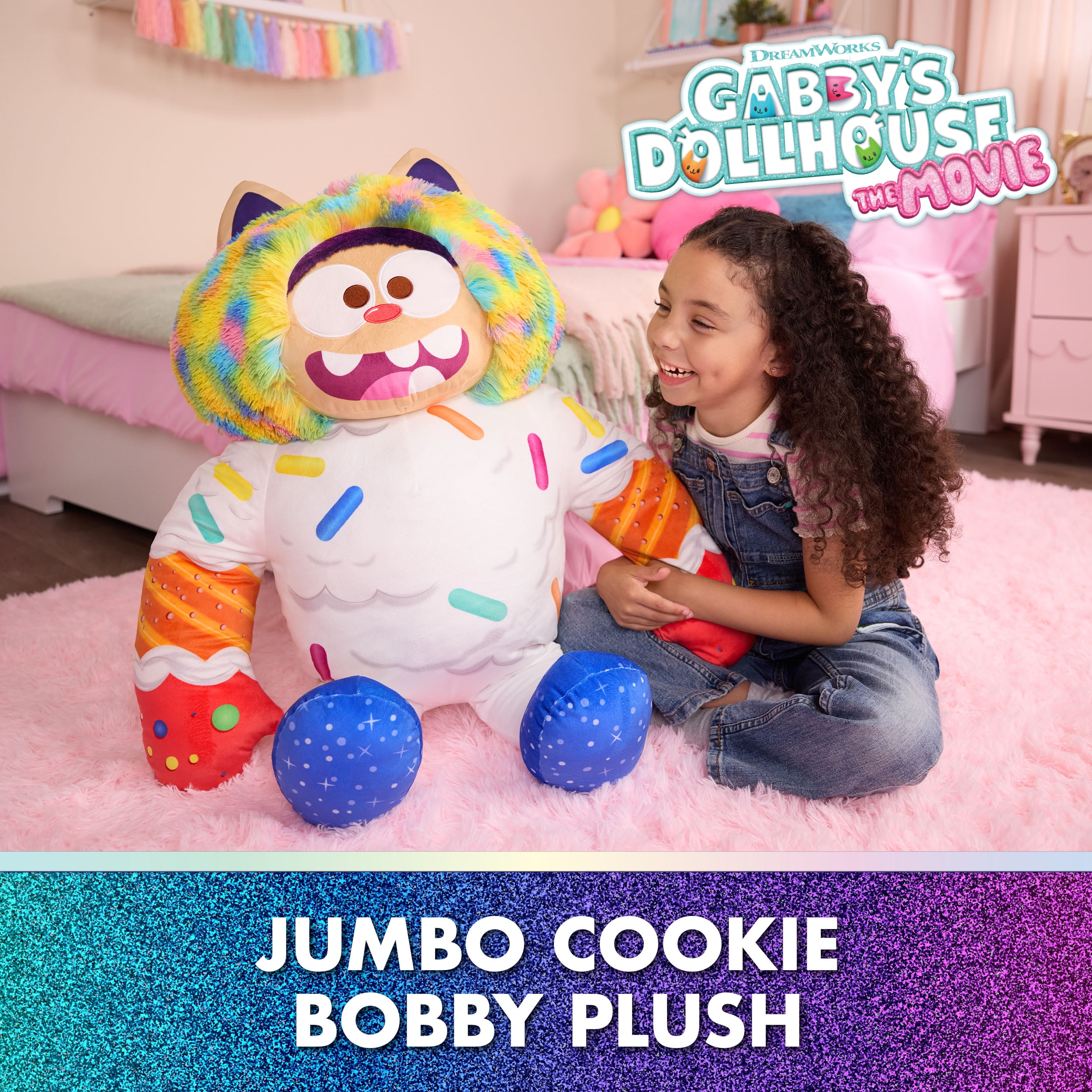 Gabby's Dollhouse: The Movie, Jumbo Cookie Bobby Plush Toy with Super-Soft Fur, Kids Toys for Girls & Boys Ages 3 and up