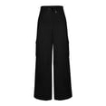 thumbnail image 5 of Dolkfu Low Waisted Womens Pants Wide Leg Cargo Black Parachute Pants Drawstring Streetwear Tall Pants for Women Long XL, 5 of 6
